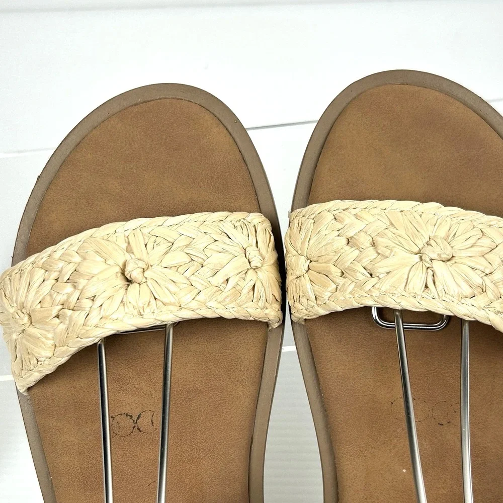 Steve‎ Madden Kids Girls Size 3 Tan Woven Straw Slingback Sandals Pink NEW